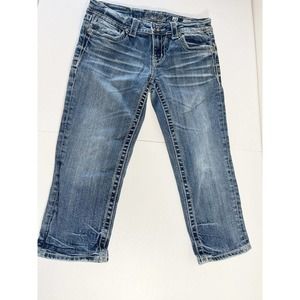 Miss Me  Capri Jeans Womens Blue Size 26 28x19 Stretch pocket wings